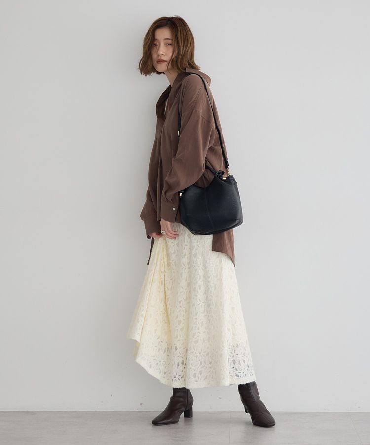 YECCA VECCA「フラワー起毛レースマーメイドスカート」|フレア|