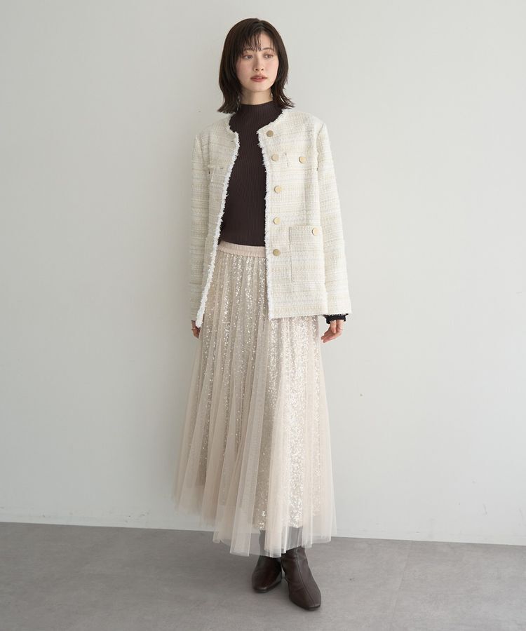 YECCA VECCA「スパンコール&times;チュールスカート」|フレア|