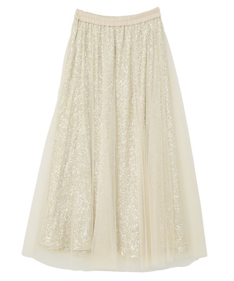 YECCA VECCA「スパンコール&times;チュールスカート」|フレア|