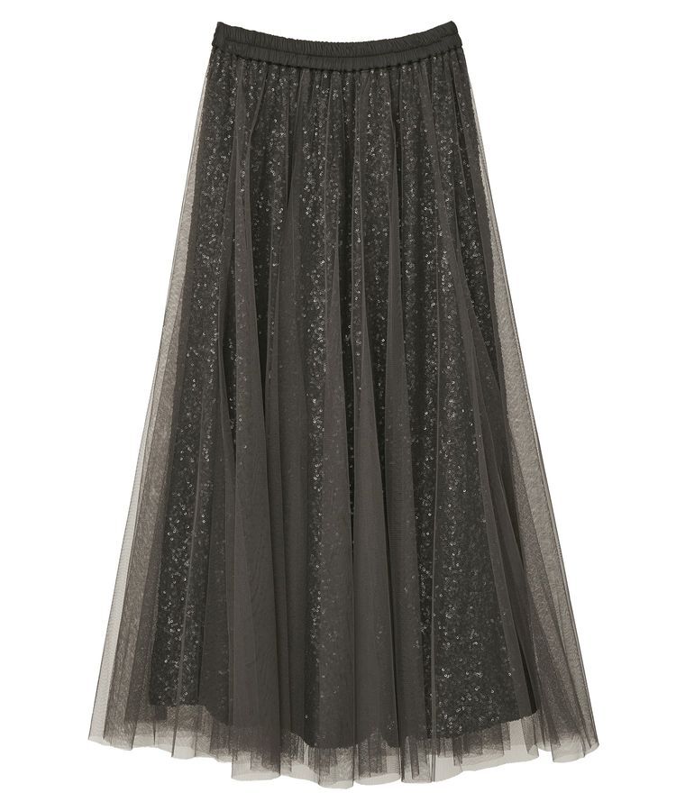 YECCA VECCA「スパンコール&times;チュールスカート」|フレア|