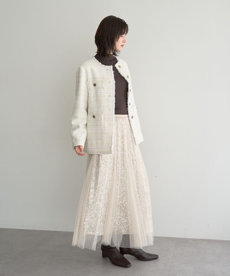 YECCA VECCA「スパンコール&times;チュールスカート」|フレア|
