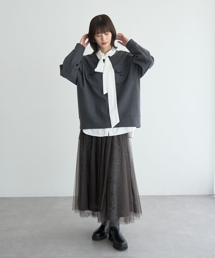 YECCA VECCA「スパンコール&times;チュールスカート」|フレア|