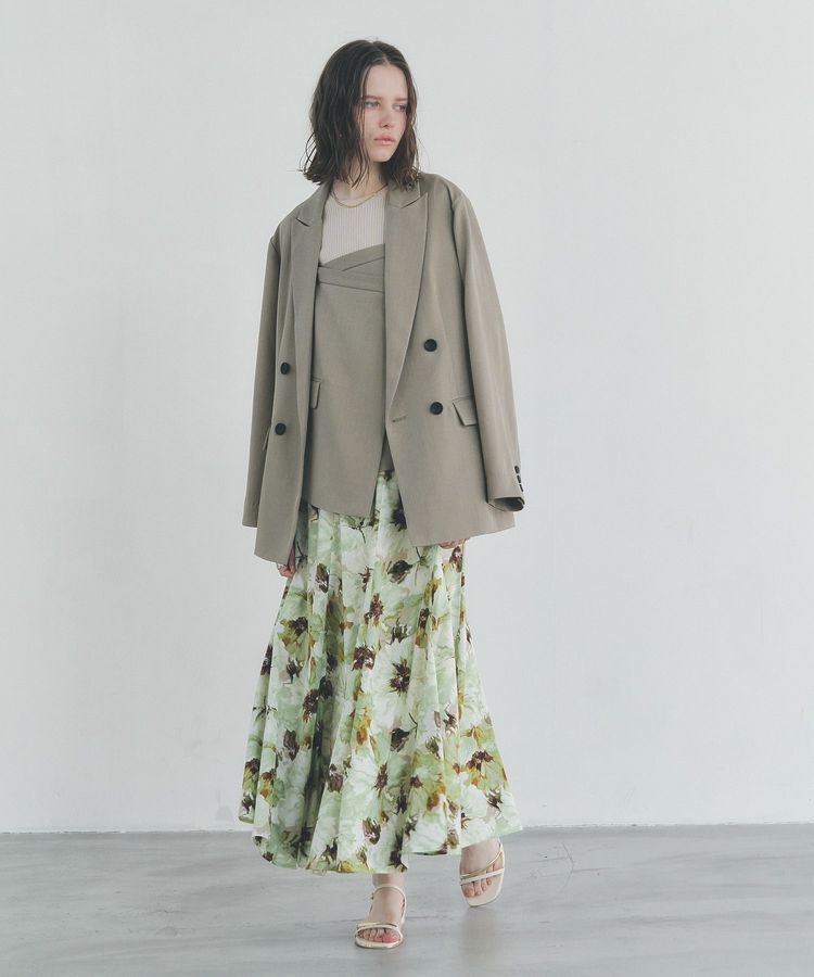 YECCA VECCA「水彩フラワー柄マーメイドスカート」|フレア|