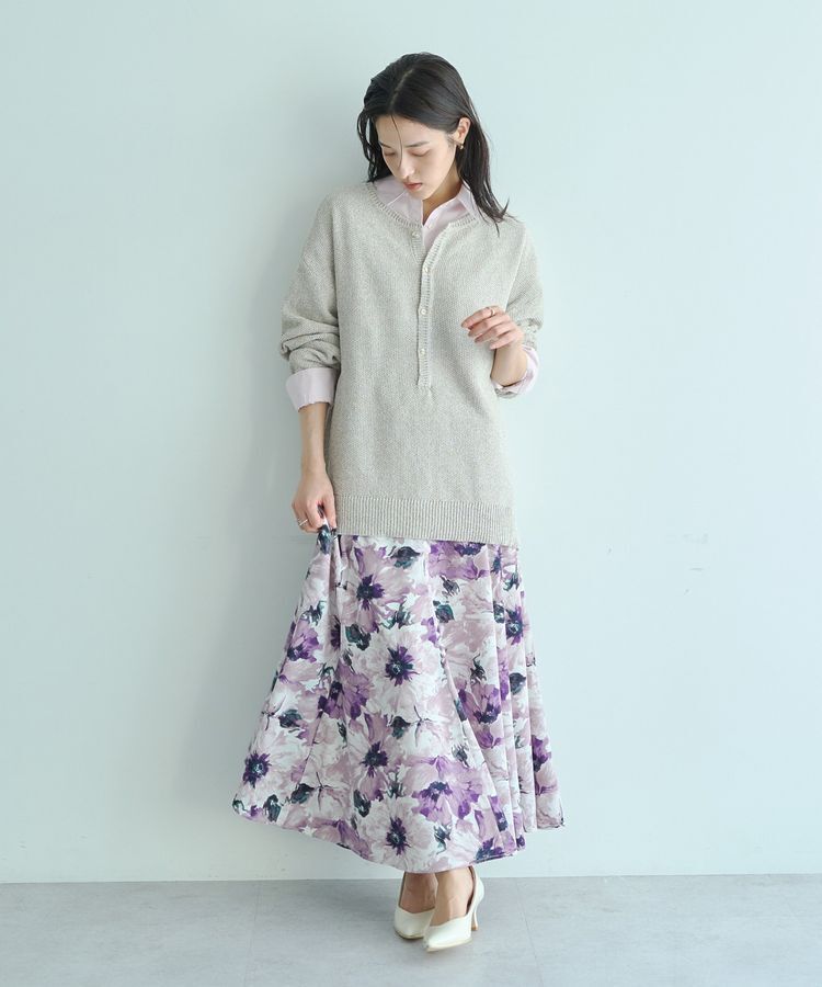 YECCA VECCA「水彩フラワー柄マーメイドスカート」|フレア|