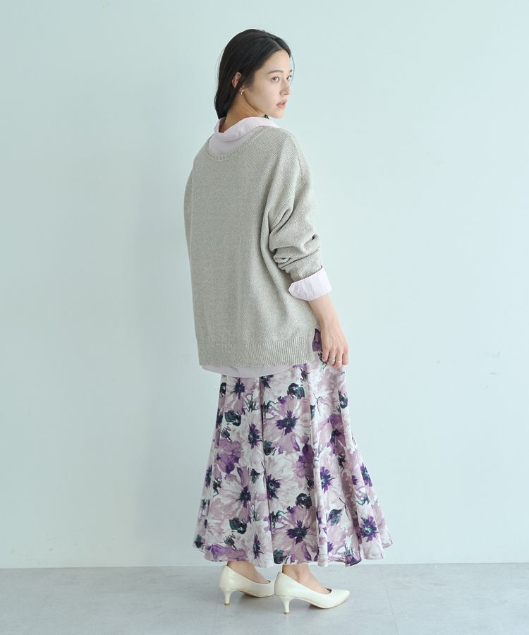 YECCA VECCA「水彩フラワー柄マーメイドスカート」|フレア|