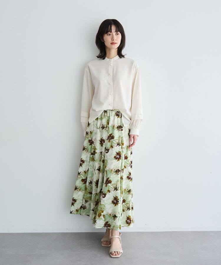 YECCA VECCA「水彩フラワー柄マーメイドスカート」|フレア|