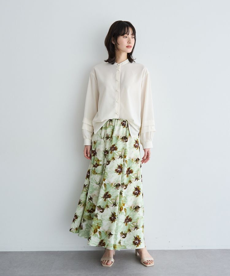 YECCA VECCA「水彩フラワー柄マーメイドスカート」|フレア|