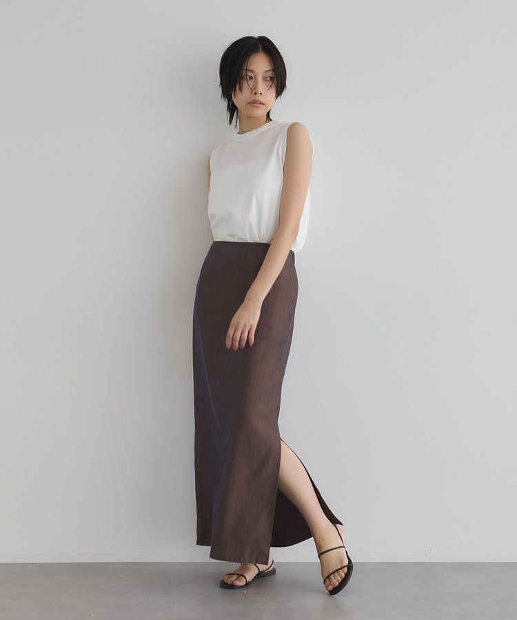 GARAGE OF GOOD CLOTHING「【日本製】ストライプサイドベンツロングスカート」|タイト|