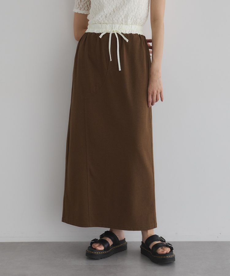 GARAGE OF GOOD CLOTHING「【日本製】クロッチデザインロングスカート」|タイト|Brown