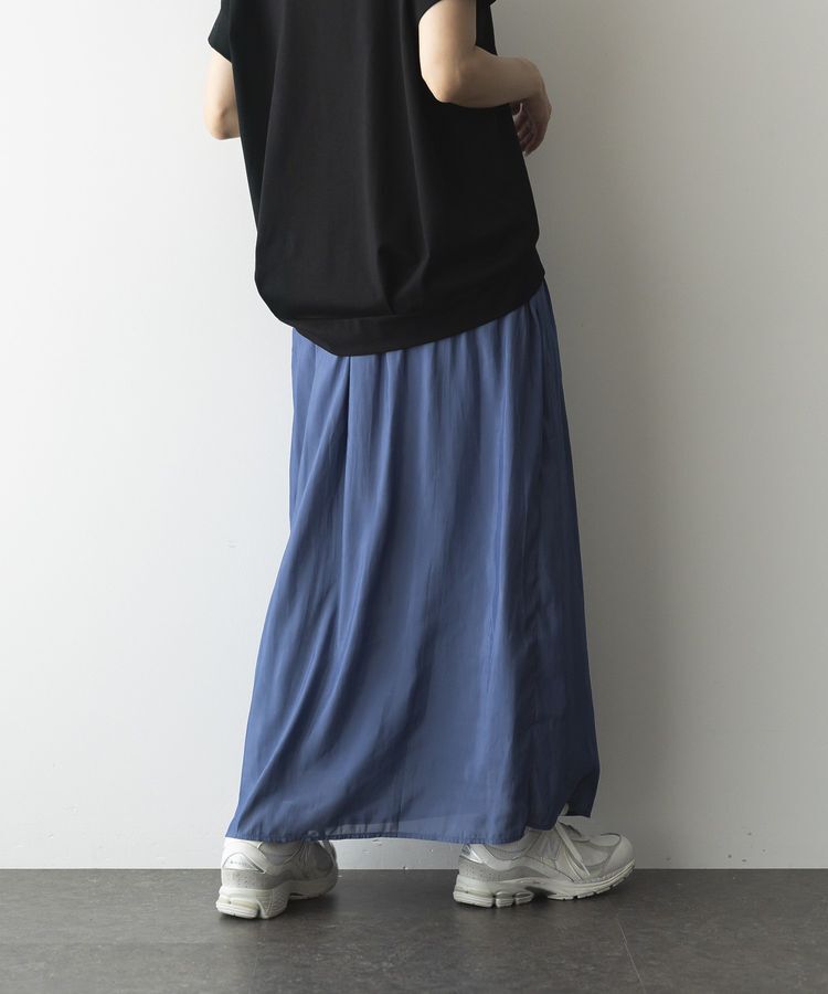GARAGE OF GOOD CLOTHING「微光沢ギャザーロングスカート」|フレア|