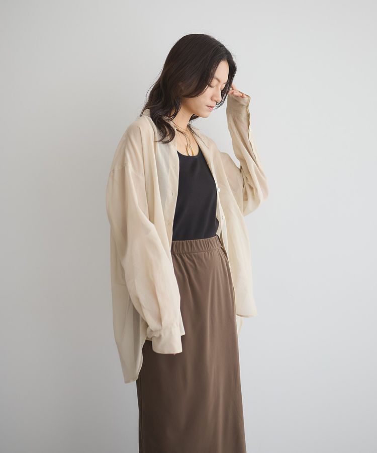 GARAGE OF GOOD CLOTHING「【日本製】ボイルオーガンジーロングシャツ」|シャツ・ブラウス|Beige