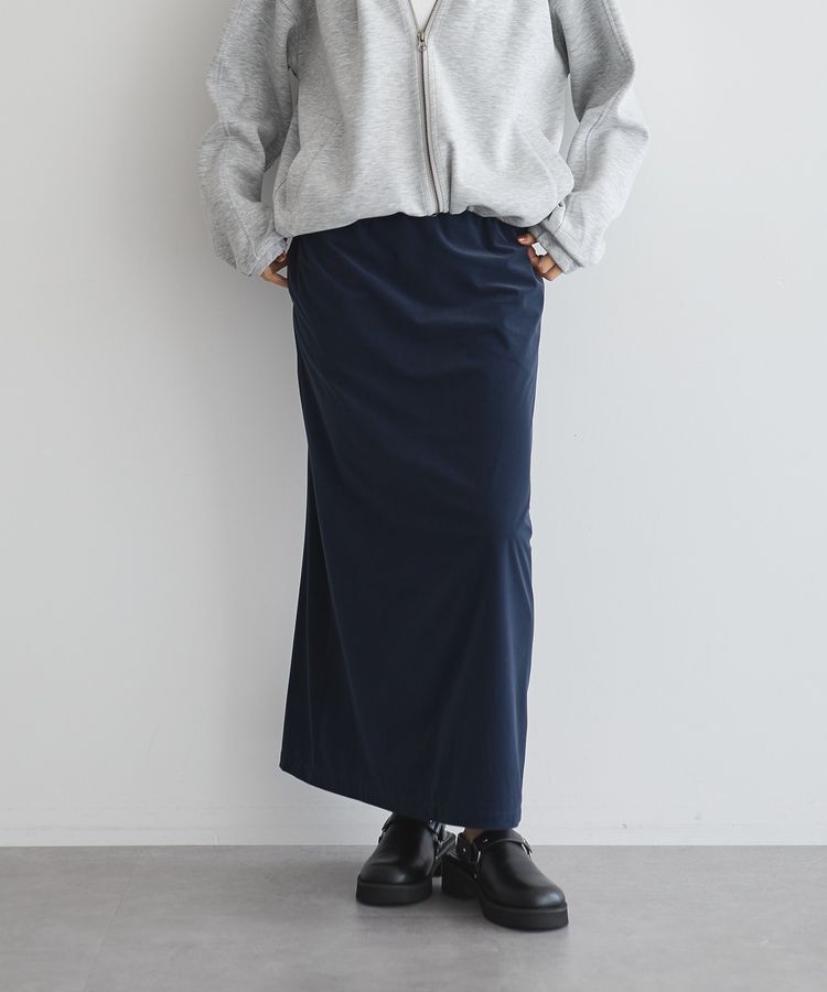 GARAGE OF GOOD CLOTHING「ベロアIラインロングスカート」|タイト|Navy