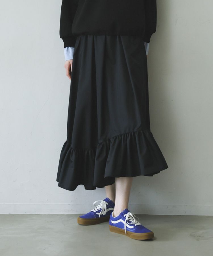 GARAGE OF GOOD CLOTHING「【日本製】ムジブロード裾フリルスカート」|フレア|