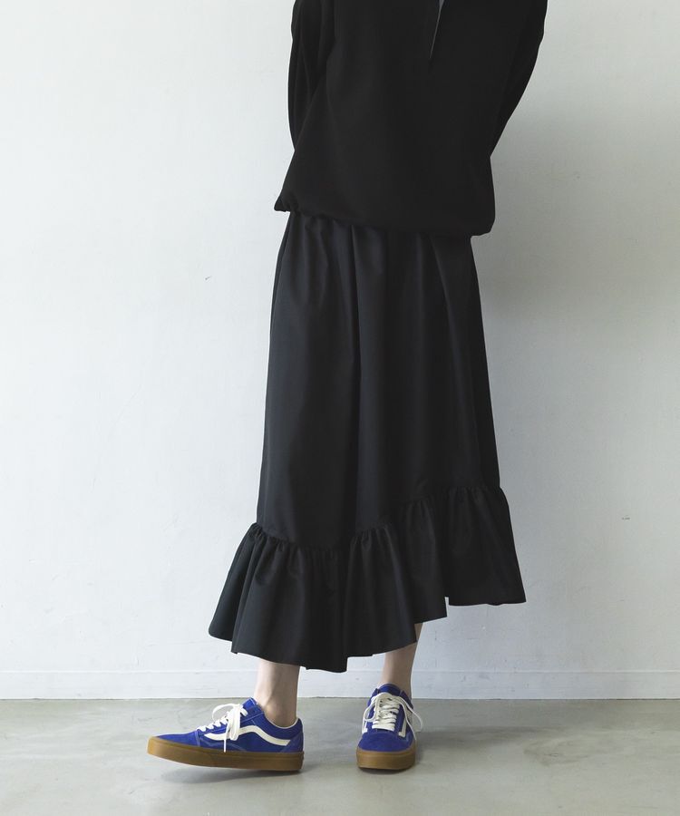 GARAGE OF GOOD CLOTHING「【日本製】ムジブロード裾フリルスカート」|フレア|
