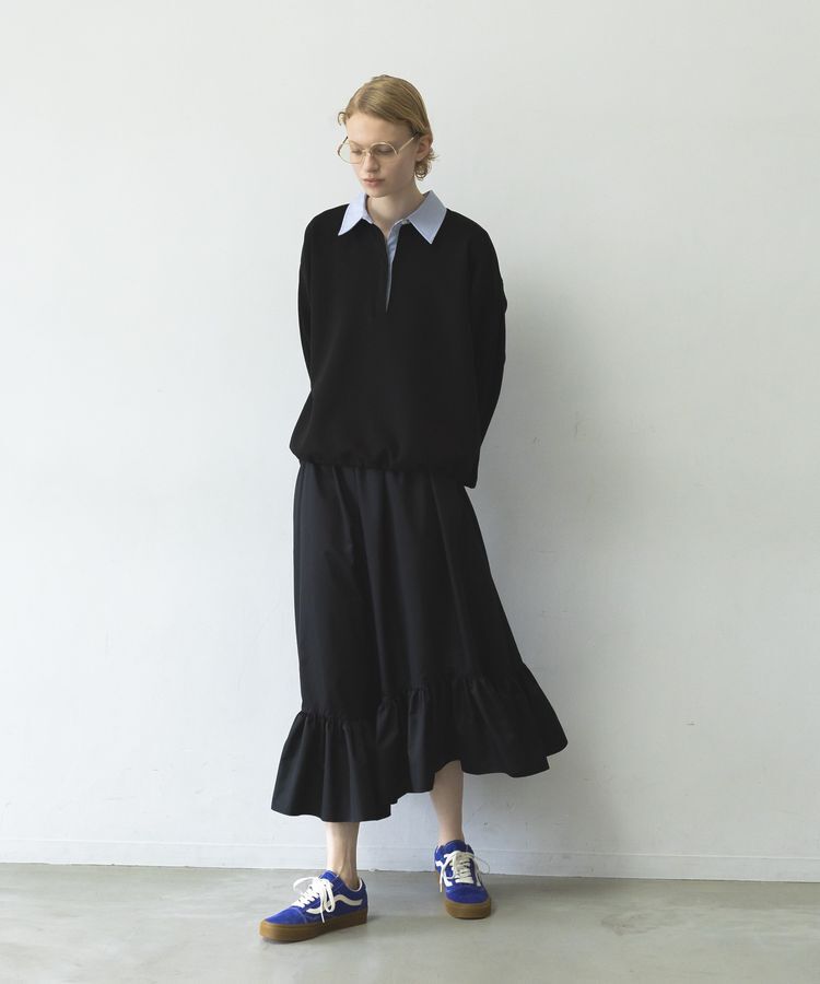 GARAGE OF GOOD CLOTHING「【日本製】ムジブロード裾フリルスカート」|フレア|