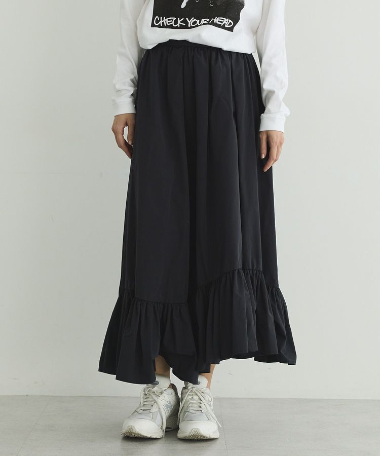 GARAGE OF GOOD CLOTHING「【日本製】ムジブロード裾フリルスカート」|フレア|
