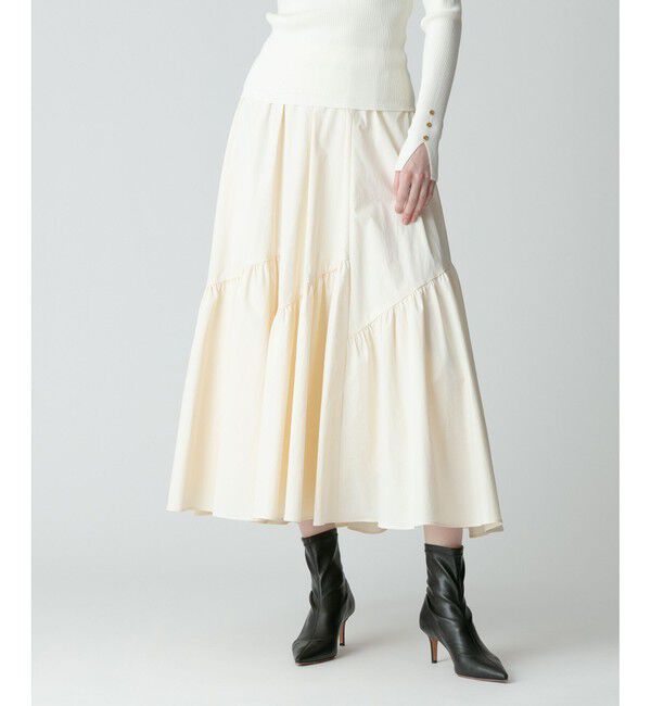 allureville「◇バイヤス切替ギャザースカート」|スカート|アイボリー