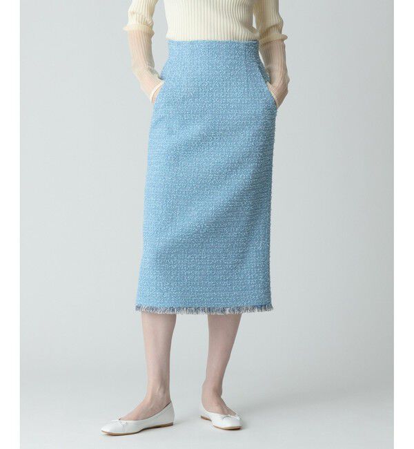 allureville「【セットアップ対応商品】ジオリカラメツイードハイウエストタイトスカート」|タイト|サックス