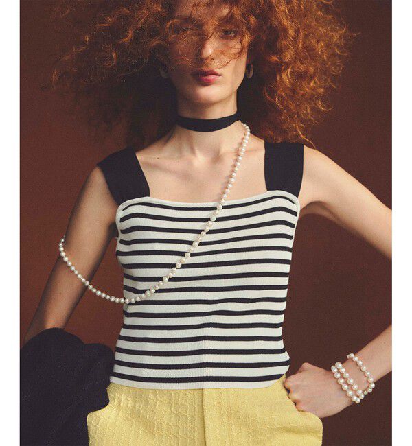 LOULOU WILLOUGHBY「【LOULOU WILLOUGHBY】ショルダーリボンミニタンクプルオーバー」|ニット・セーター|ブラック系