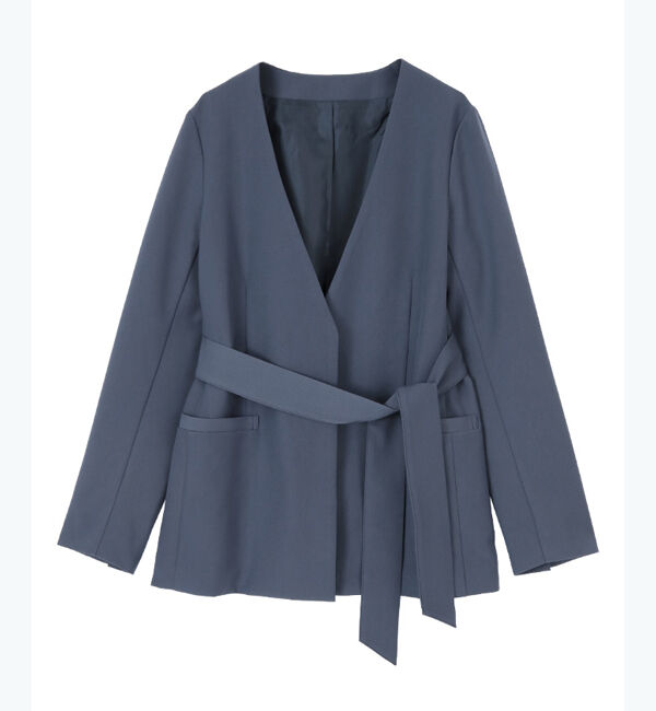 ur's「ベルト付ノーカラージャケット」|ノーカラージャケット|