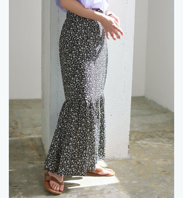 titivate「花柄マーメイドスカート」|スカート|ブラック