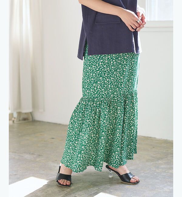 titivate「花柄マーメイドスカート」|スカート|グリーン
