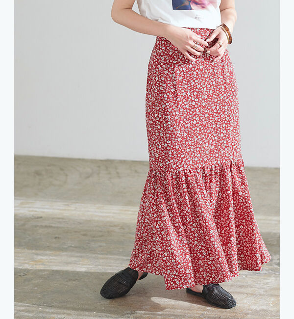 titivate「花柄マーメイドスカート」|スカート|レッド