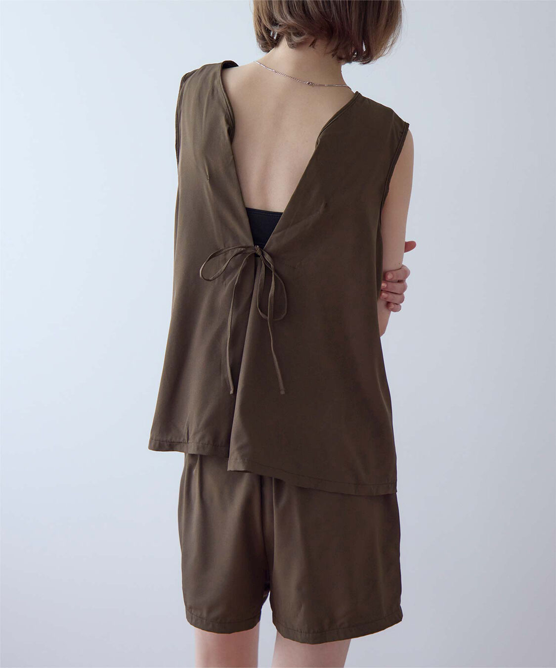 SEA DRESS「バックリボンセットアップ/水着」|ビキニ|ダークブラウン