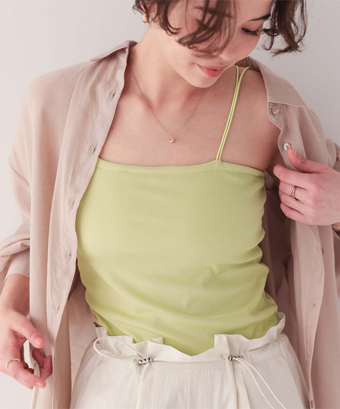 titivate「カップ付きダブルストラップキャミソール」|キャミソール|ライトグリーン