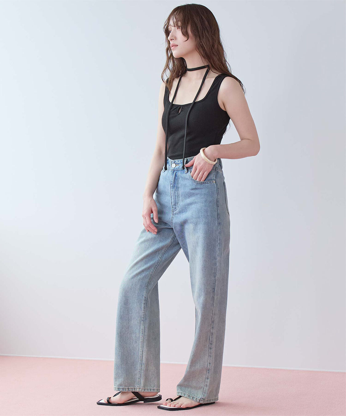 SEA DRESS「ホルターネックバックオープンリブワンピース/水着」|ビキニ|