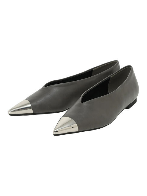 Te chichi「ポインテッドメタルフラットシューズ」|パンプス|チャコールグレー