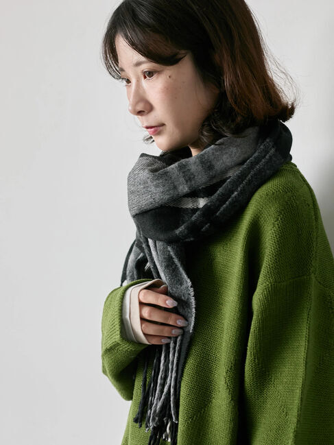 Samansa Mos2 blue「チェックマフラー」|その他|