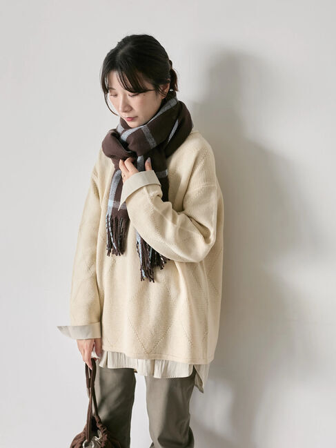 Samansa Mos2 blue「チェックマフラー」|その他|