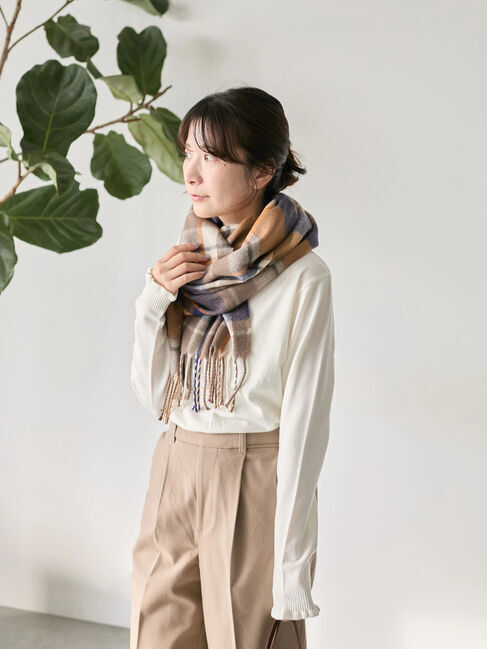 Samansa Mos2 blue「チェックマフラー」|その他|