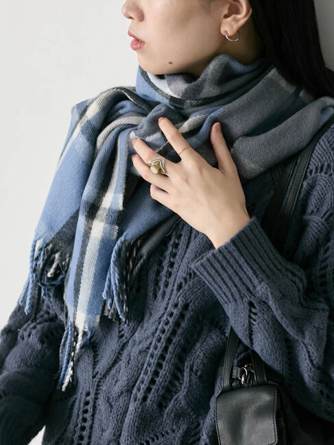 Samansa Mos2 blue「チェックマフラー」|その他|