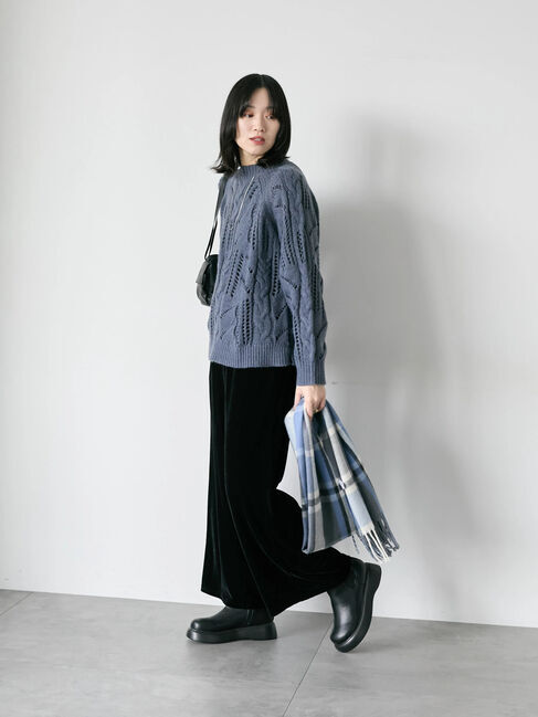 Samansa Mos2 blue「チェックマフラー」|その他|