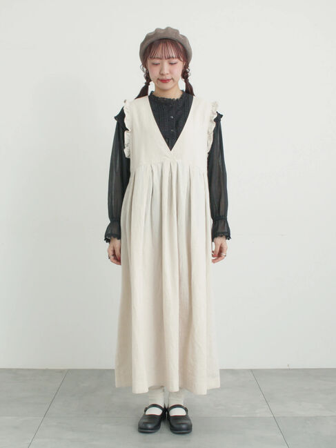 Samansa Mos2「【Cross&times;Linen】肩フリル前後2WAYジャンパースカート」|ワンピース|