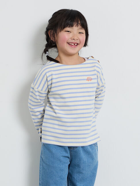 Samansa Mos2 Lagom「ハリネズミ刺繍ボーダーカットソー」|Tシャツ・カットソー|