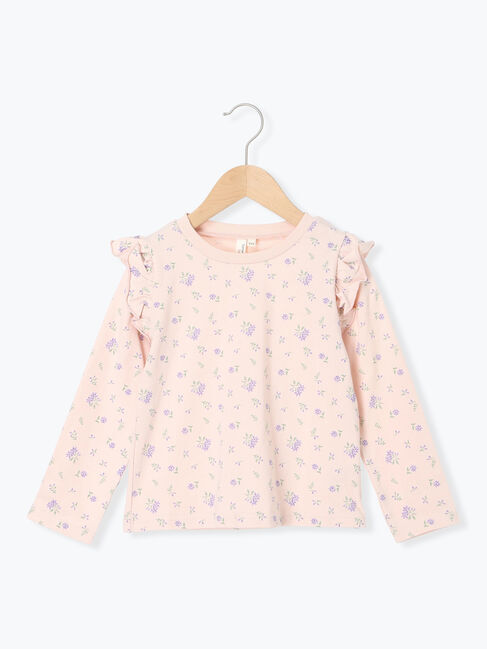 Samansa Mos2 Lagom「肩フリル花柄ロンT」|Tシャツ・カットソー|