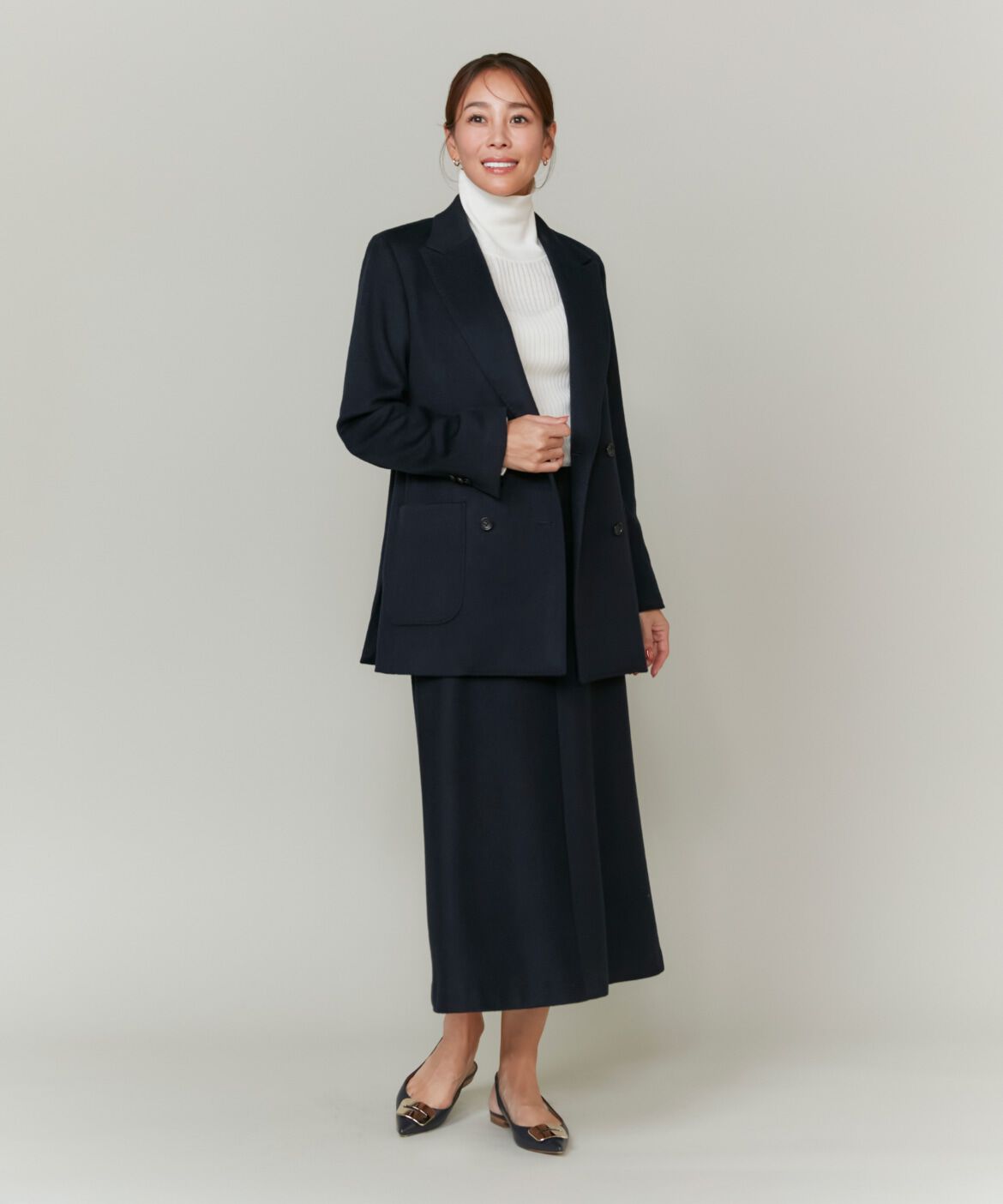 INED「《大きいサイズ》カシミヤAラインスカート《大草直子コラボ》《COLOMBO》」|フレア|