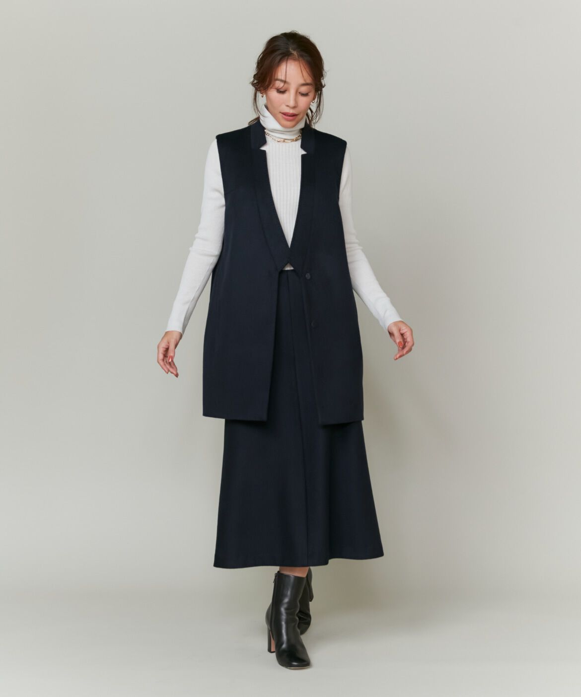 INED「《大きいサイズ》カシミヤAラインスカート《大草直子コラボ》《COLOMBO》」|フレア|