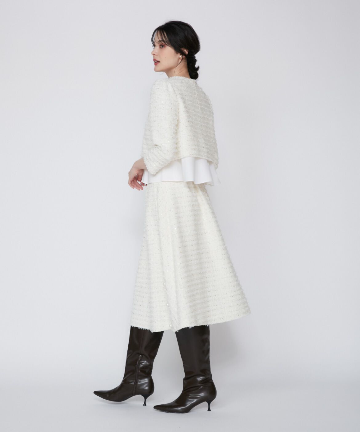 Maglie le cassetto「《M Maglie le cassetto》ラメスパンコールツイードスカート」|フレア|