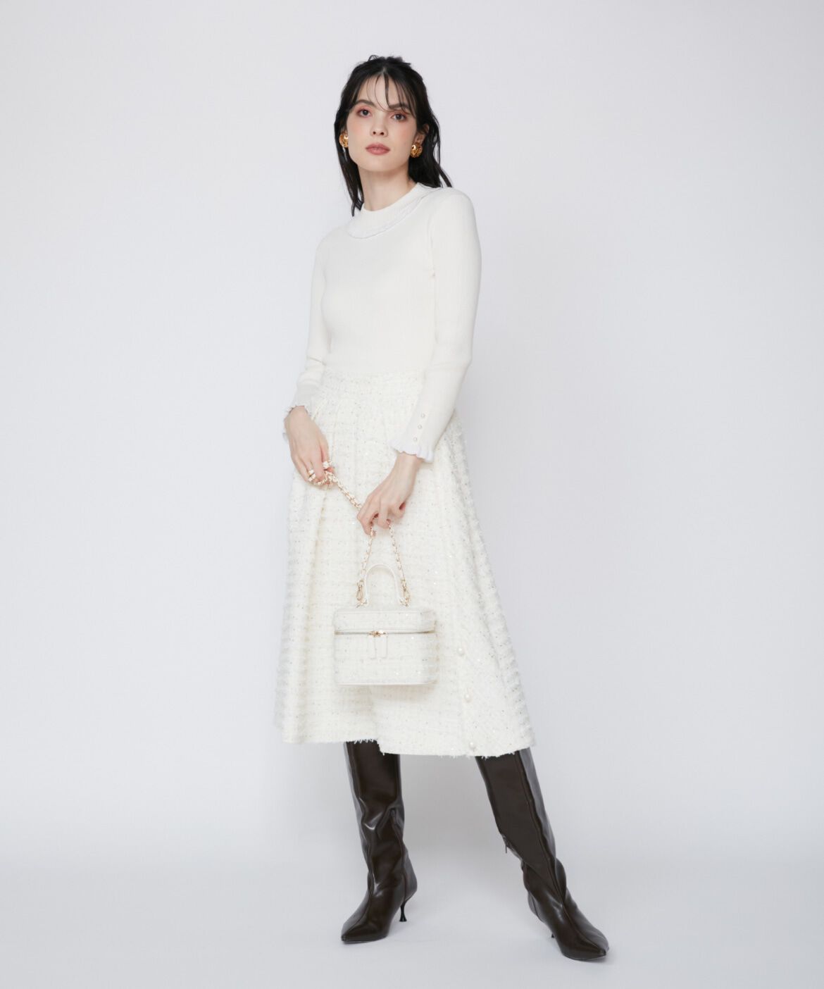 Maglie le cassetto「《M Maglie le cassetto》ラメスパンコールツイードスカート」|フレア|