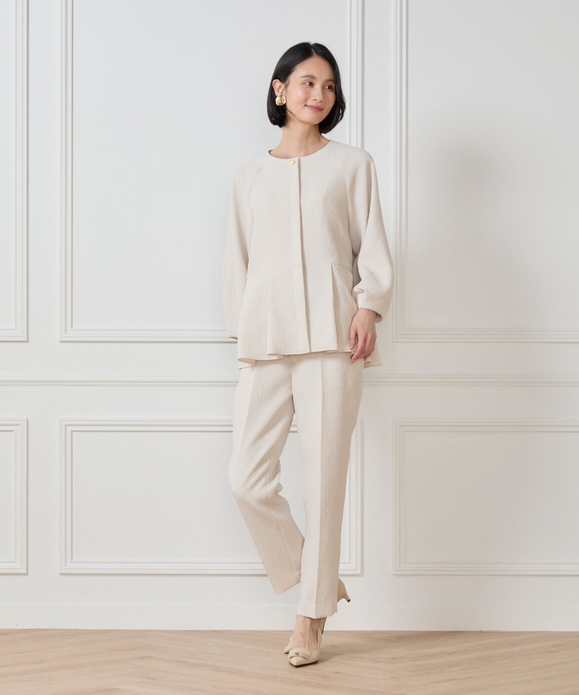 7-IDconcept.「フクレジャカード センタープレスパンツ」|スラックス|