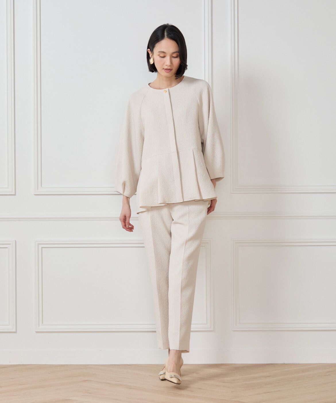 7-IDconcept.「フクレジャカード センタープレスパンツ」|スラックス|