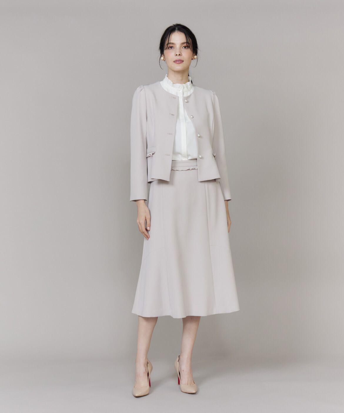 Maglie le cassetto「《大きいサイズ》フリルジャケット《M Maglie le cassetto》」|ノーカラージャケット|