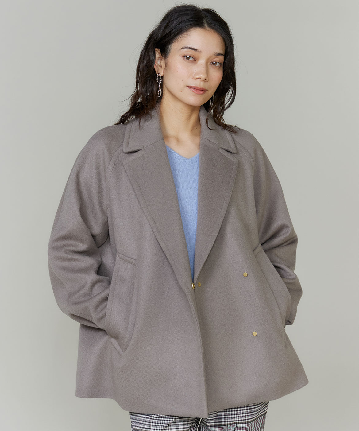 INED「Pコート」|ピーコート|グレーベージ 3