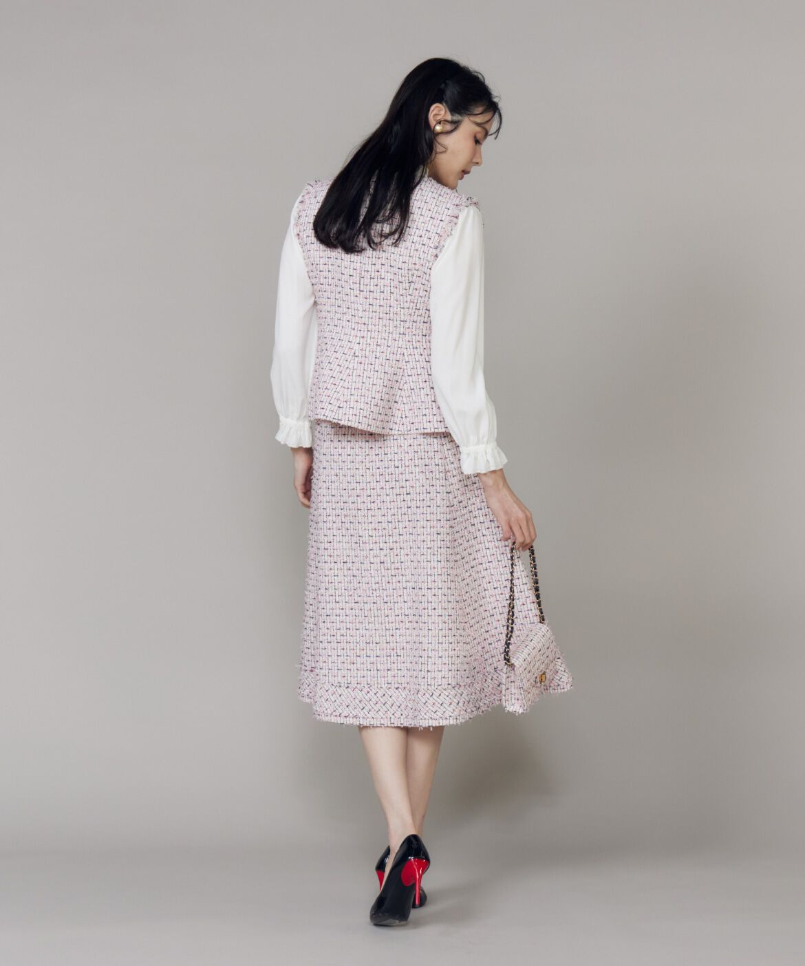 Maglie le cassetto「《M Maglie le cassetto》フリンジツイードスカート」|フレア|