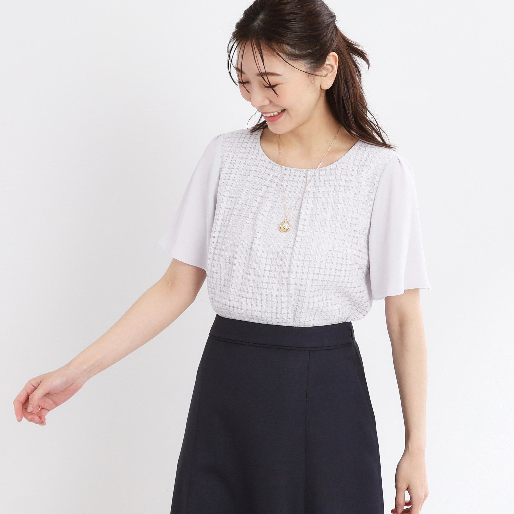 Reflect「【夏SALE／手洗い可】幾何柄レースブラウス」|シャツ・ブラウス|