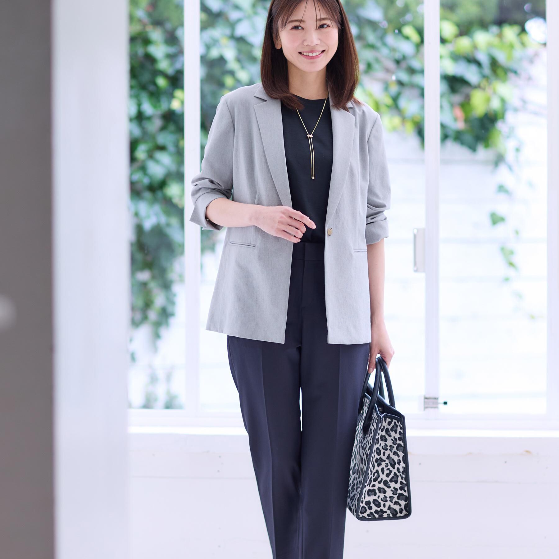 Reflect「【しっかり収納／ショルダー付き】レオパードジャカードバッグ」|トートバッグ|